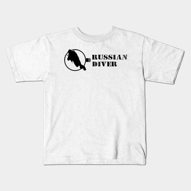 Russian diver black Kids T-Shirt by Spikeani